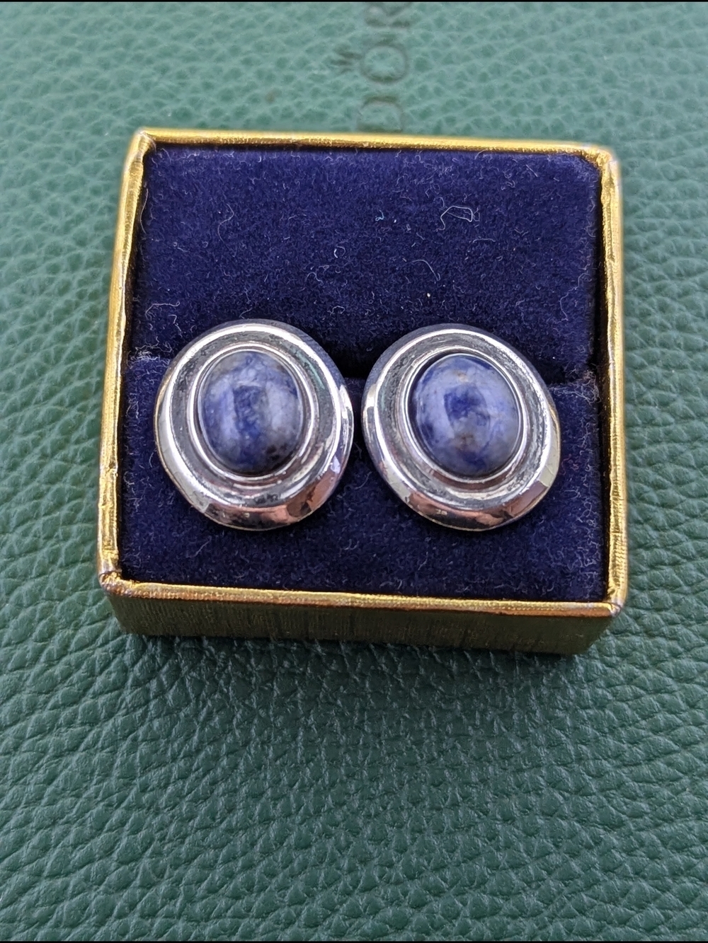 ✨ Vintage Mexican Sterling Silver & Sodalite Stud Earrings ✨